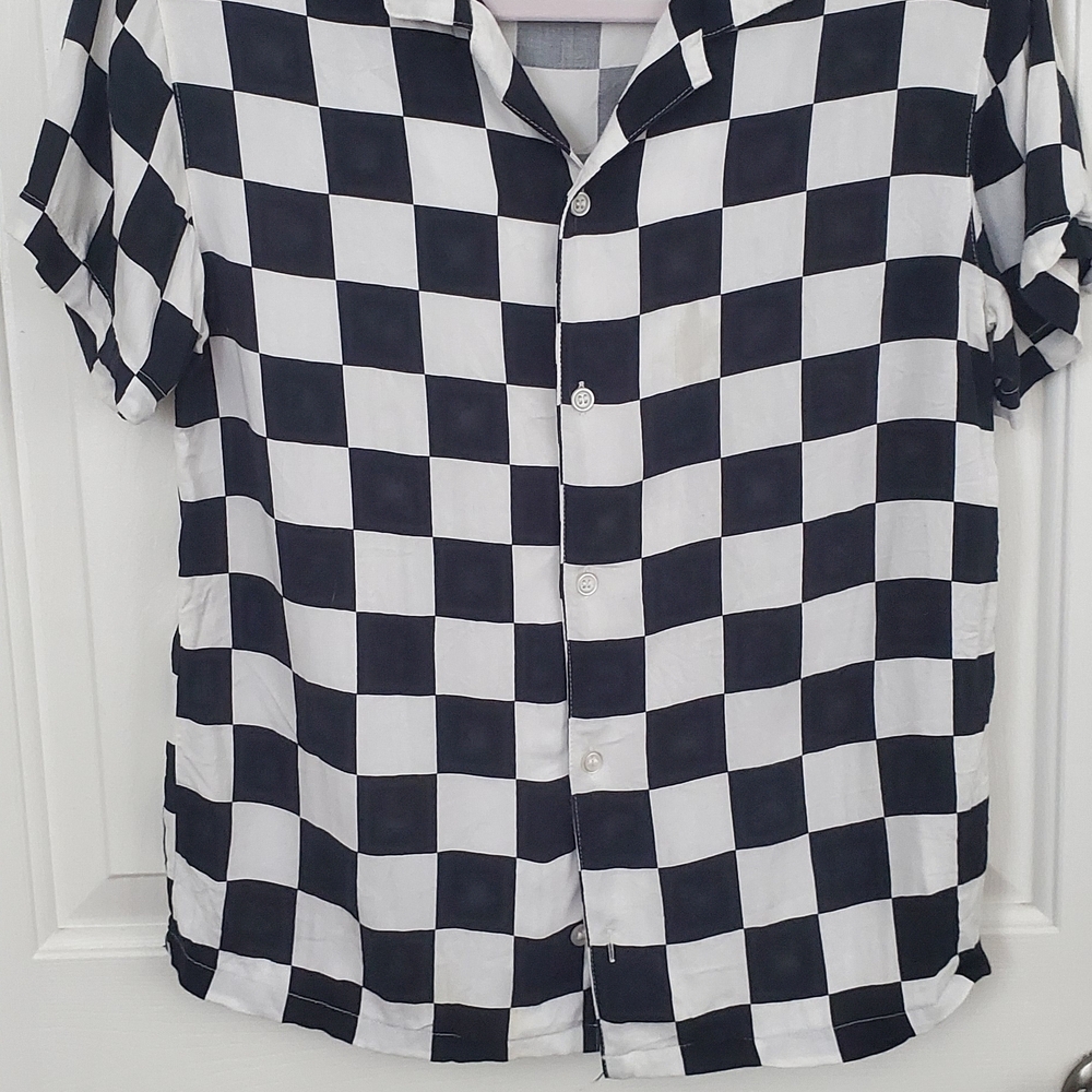 Forever 21 Black and White Checkered Kids Button Down Shirt